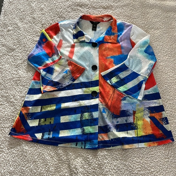 Ali Miles Geometric Print Women’s Size XL Tunic Bell Sleeves Great Condition - Picture 3 of 6